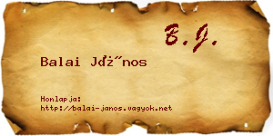 Balai János névjegykártya